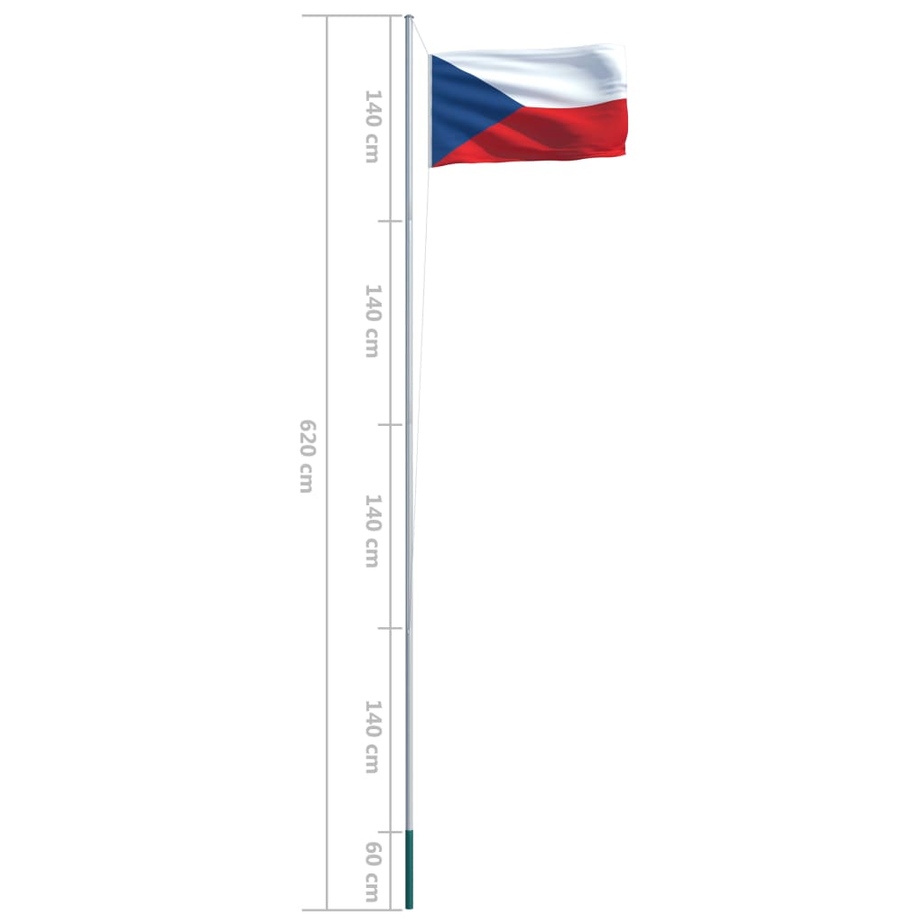 vidaXL Čekijos vėliava su stiebu, aliuminis, 6,2m