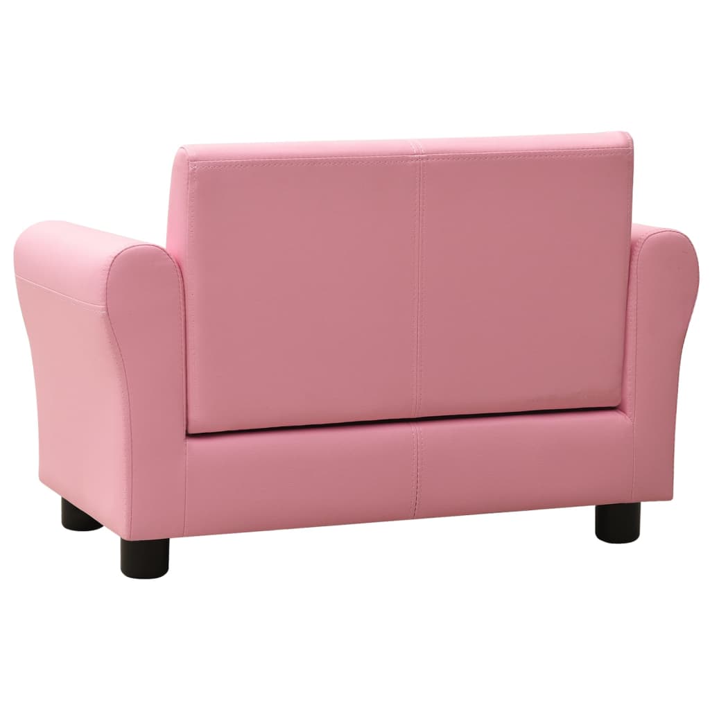 vidaXL Vaikiška sofa su taburete, rožinė, dirbtinė oda