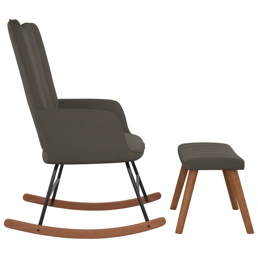 vidaXL Supama kėdė su pakoja, tamsiai pilkos spalvos, aksomas