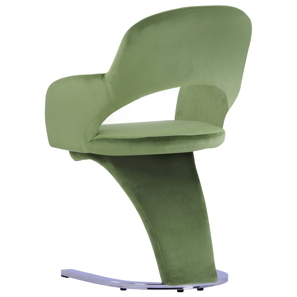 VidaXL Valgomojo kėdės, 2vnt., žalios spalvos, aksomas