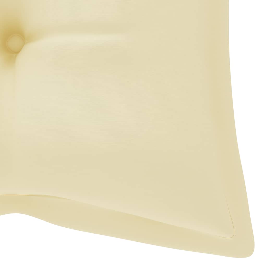 vidaXL Supamas suoliukas su kremine pagalvėle, 120cm, tikmedis