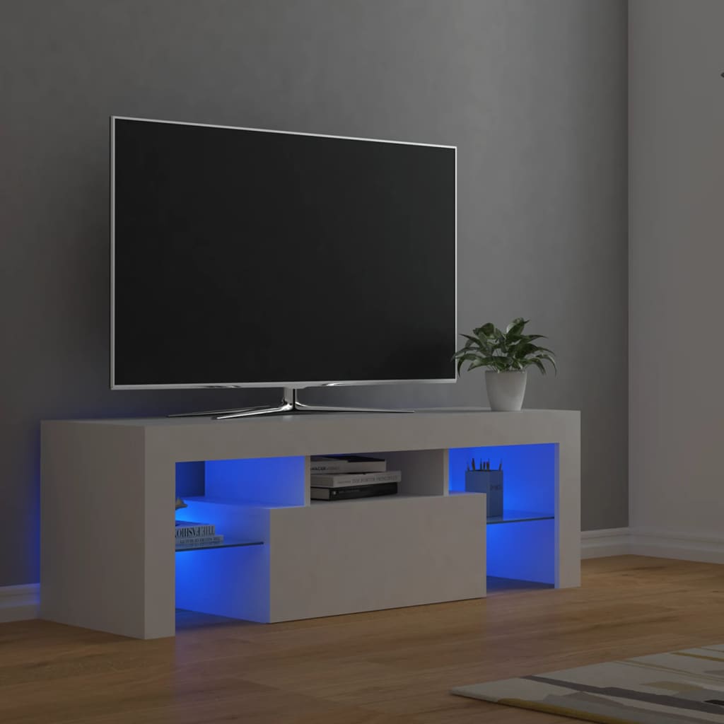 vidaXL Televizoriaus spintelė su LED apšvietimu, balta, 120x35x40cm