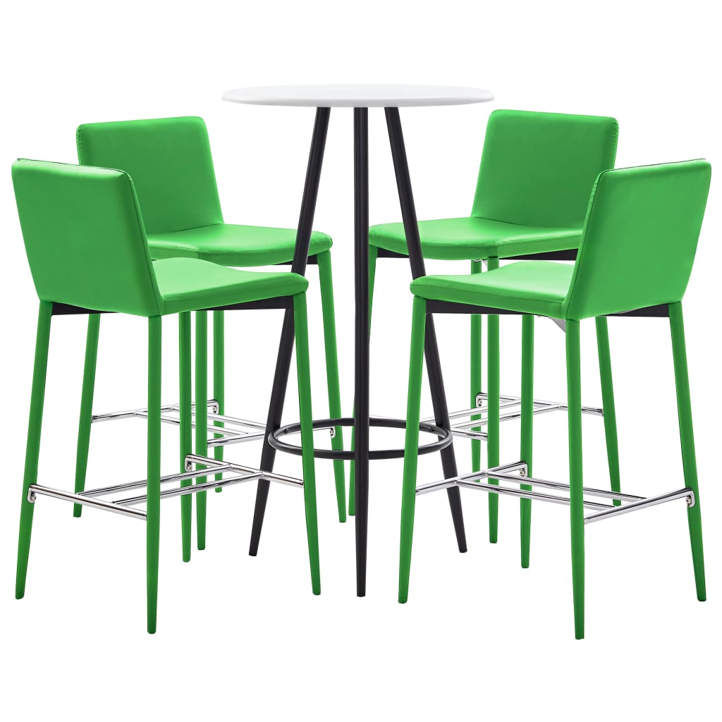 vidaXL Baro baldų komplektas, 5 dalių, žalios spalvos, dirbtinė oda