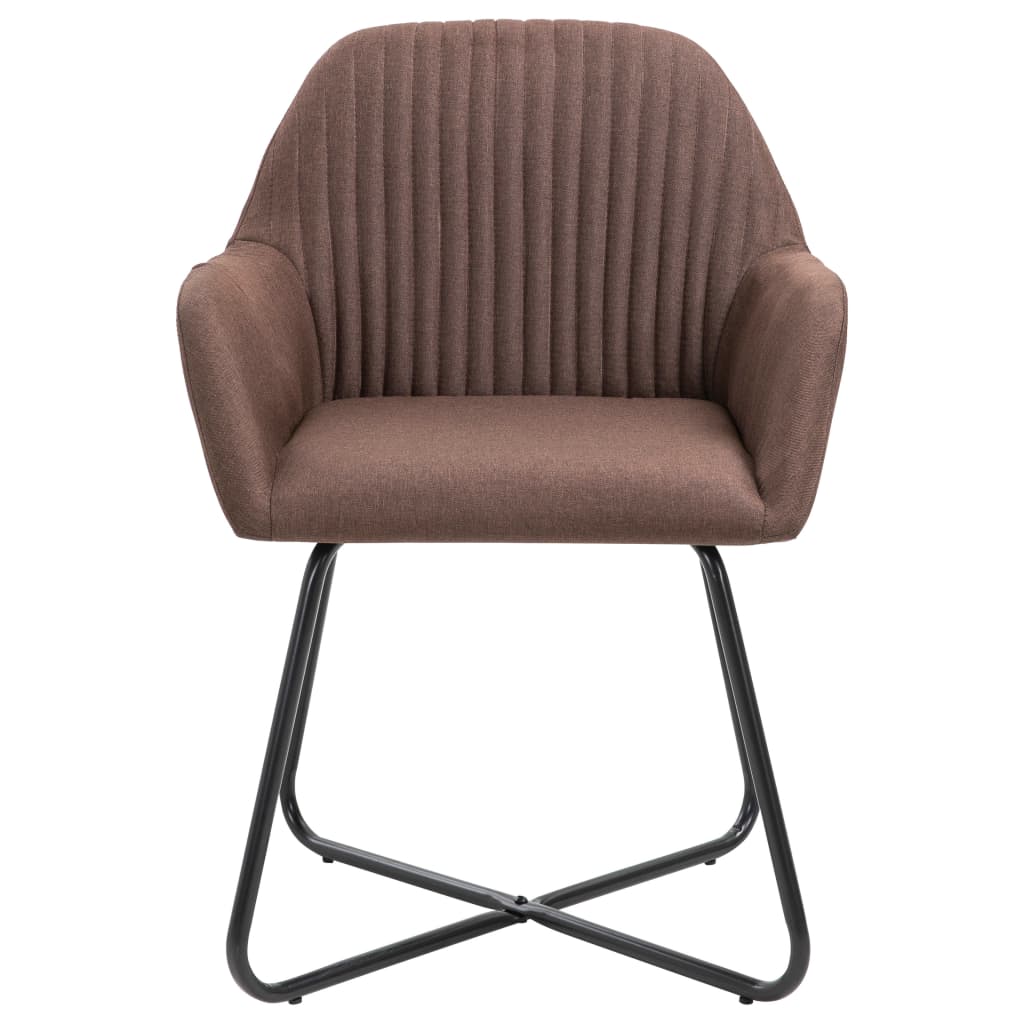 vidaXL Valgomojo kėdės, 2vnt., rudos spalvos, audinys