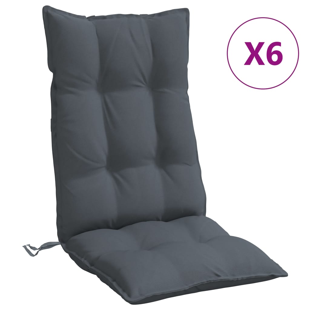 vidaXL Kėdės pagalvėlės, 6vnt., antracito spalvos, oksfordo audinys