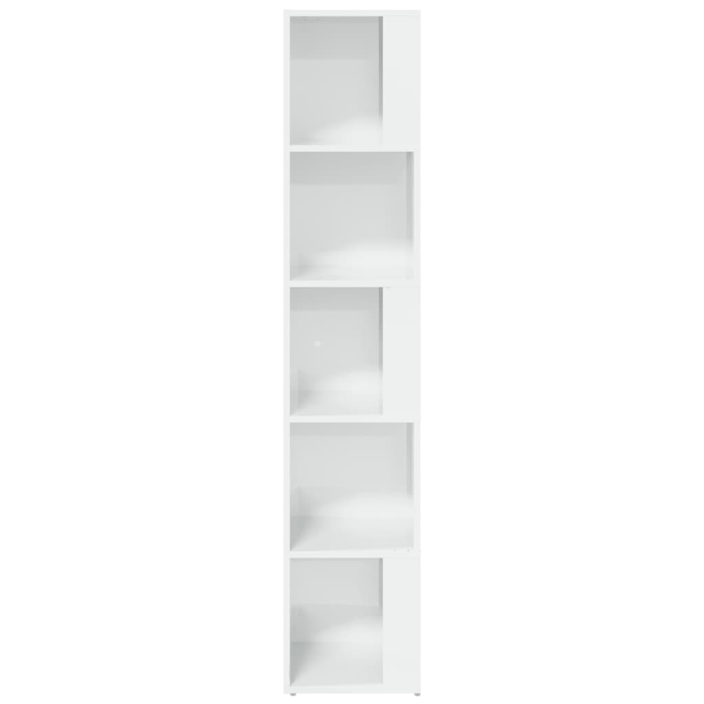 vidaXL Kampinė spintelė, baltos spalvos, 33x33x164,5cm, MDP, blizgi