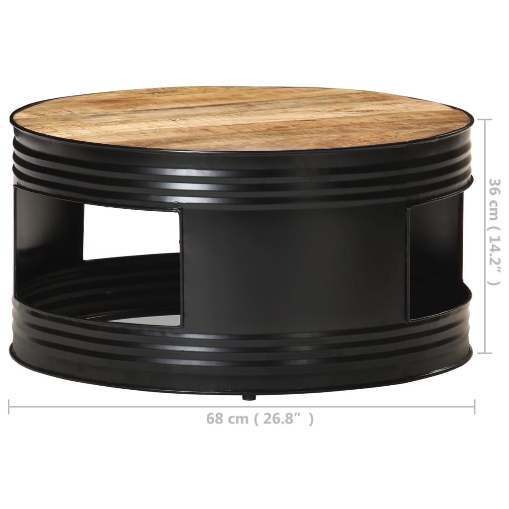 vidaXL Kavos staliukas, juodas, 68x68x36cm, mango medienos masyvas