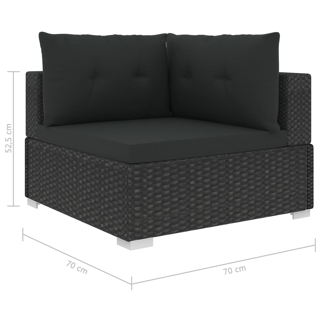 vidaXL Sodo baldų komplektas su pagalvėmis, 10 dalių, juodas, ratanas