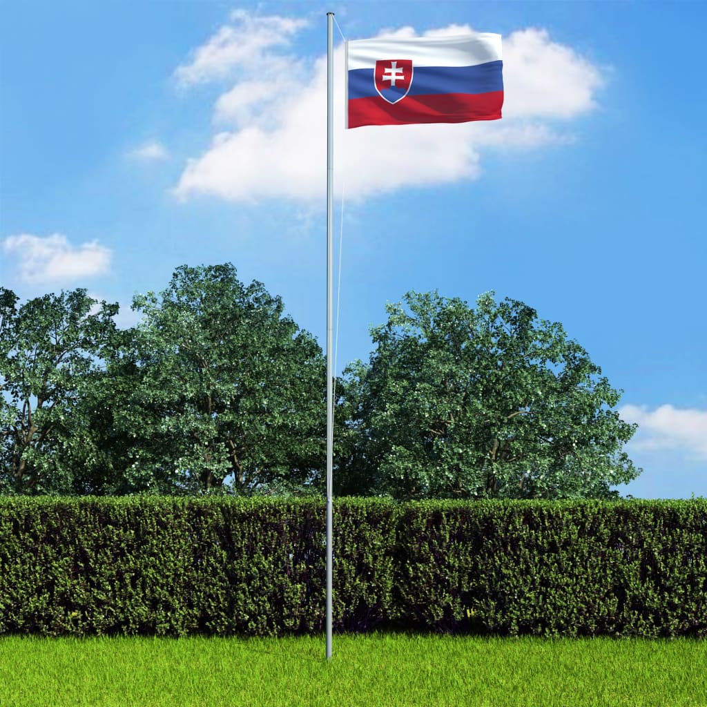 vidaXL Slovakijos vėliava su stiebu, aliuminis, 6,2m