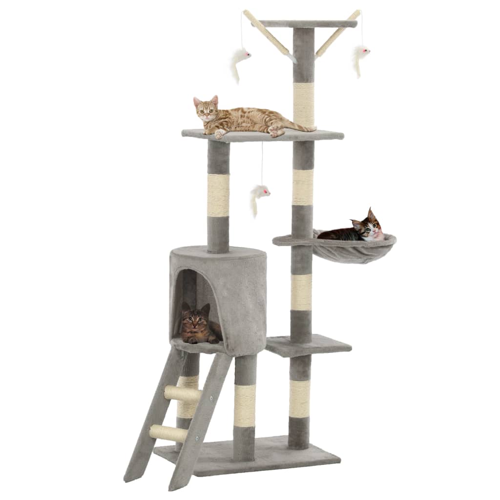 vidaXL Draskyklė katėms su stovais iš sizalio, 138cm, pilka