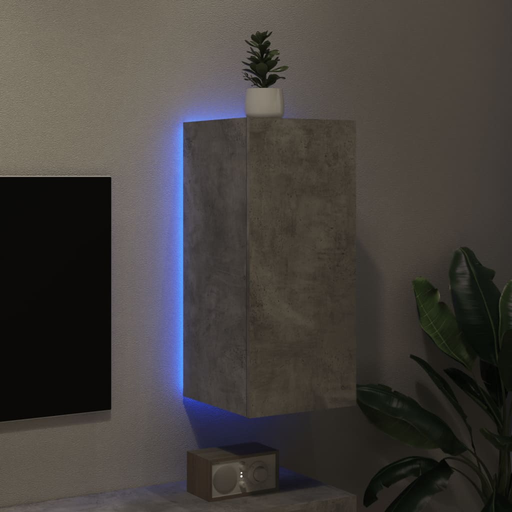 vidaXL Sieninė TV spintelė su LED lemputėmis, betono, 30,5x35x70cm