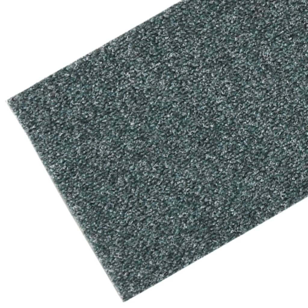vidaXL Lipnūs laiptų kilimėliai, 15vnt., žali, 76x20cm, stačiakampiai