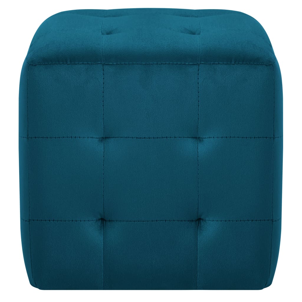 vidaXL Pufai, 2 vnt., mėlynos spalvos, 30x30x30 cm, aksomas (249016)