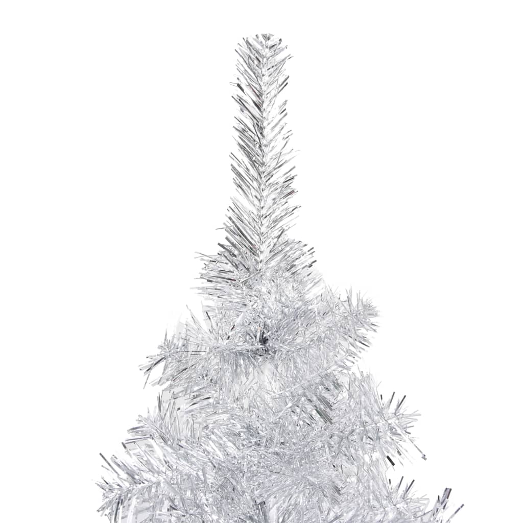 vidaXL Dirbtinė Kalėdų eglutė su stovu, sidabrinė, 210cm, PET