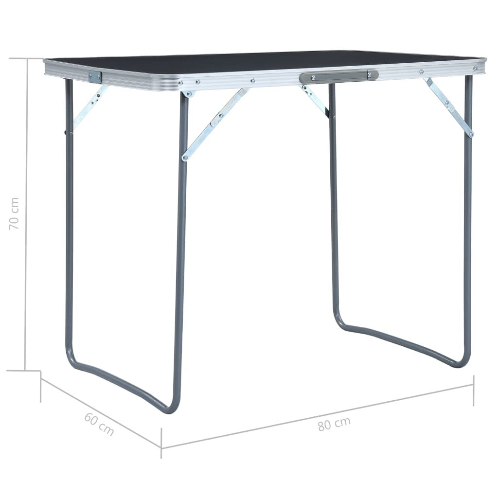 vidaXL Stovyklavimo stalas su metaliniu rėmu, pilkas, 80x60cm