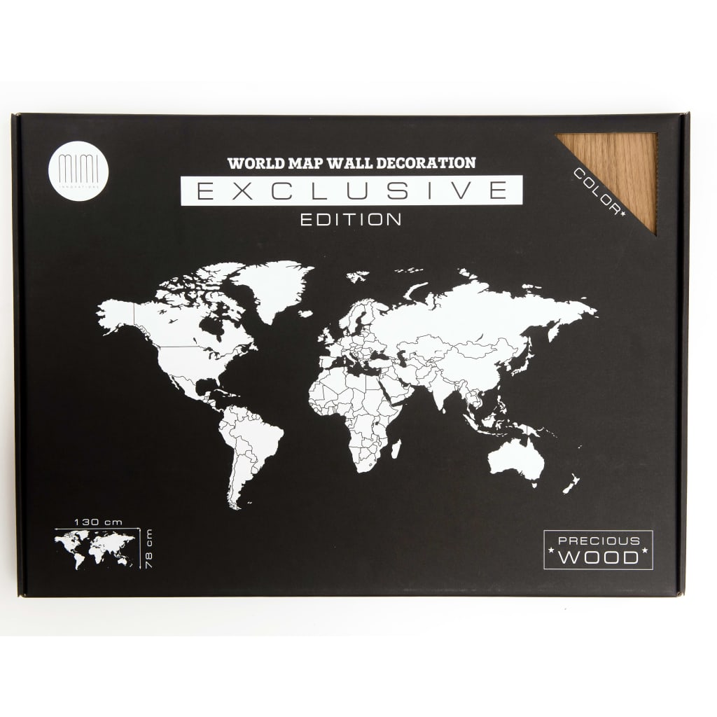 MiMi Innovations Dekoracija-žemėlapis Exclusive, 130x78cm, riešutmedis