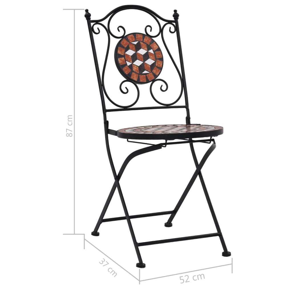 vidaXL Mozaikinės bistro kėdės, 2 vnt., rudos spalvos, keramika