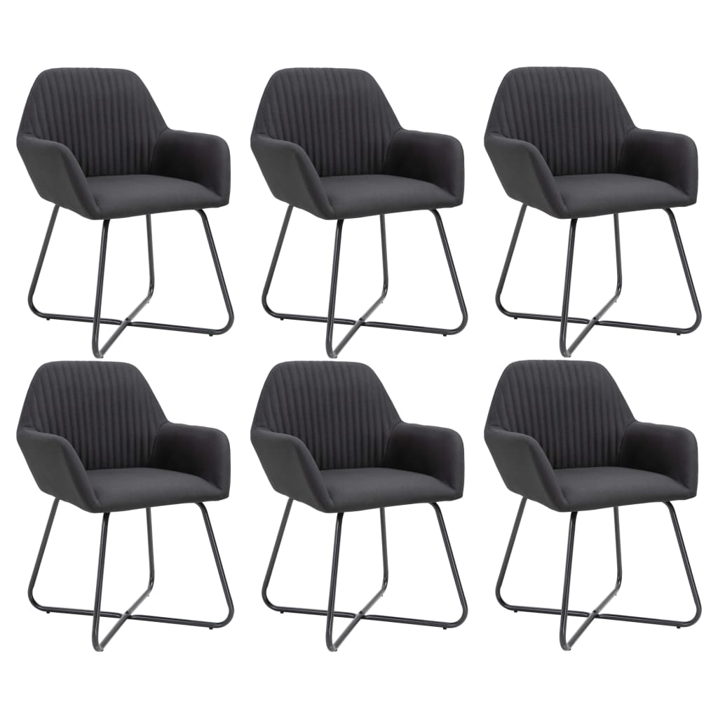 vidaXL Valgomojo kėdės, 6vnt., juodos spalvos, audinys