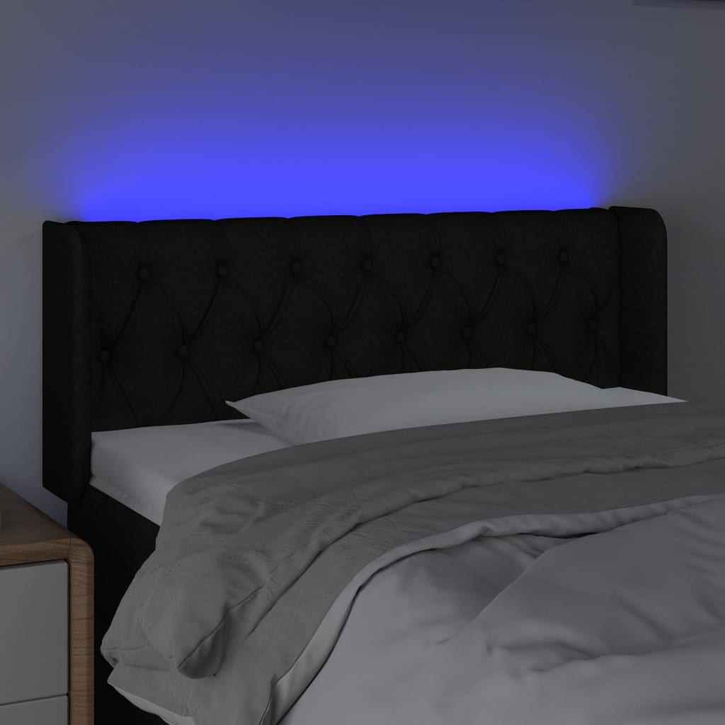 vidaXL Galvūgalis su LED, juodos spalvos, 103x16x78/88cm, audinys