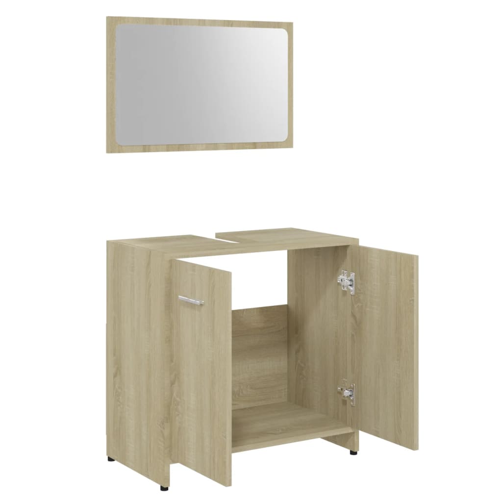 vidaXL Vonios baldų komplektas, ąžuolo spalvos, apdirbta mediena
