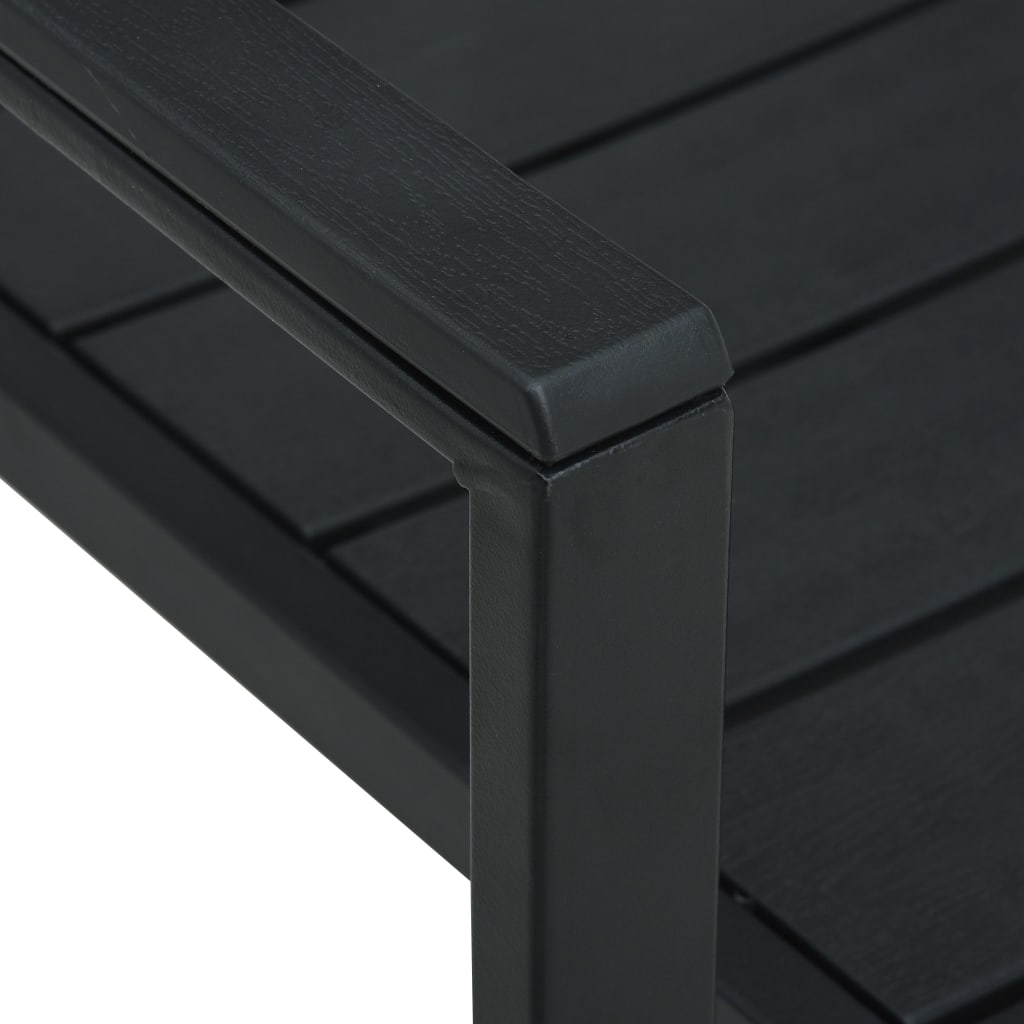 vidaXL Sodo kėdės, 2vnt., juodos spalvos, HDPE, medienos imitacija