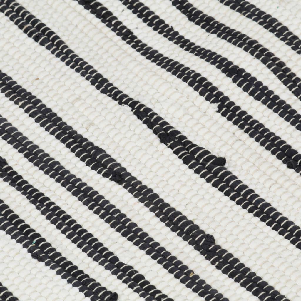 vidaXL Chindi kilimėlis, antracito ir baltas, 160x230cm, medvilnė