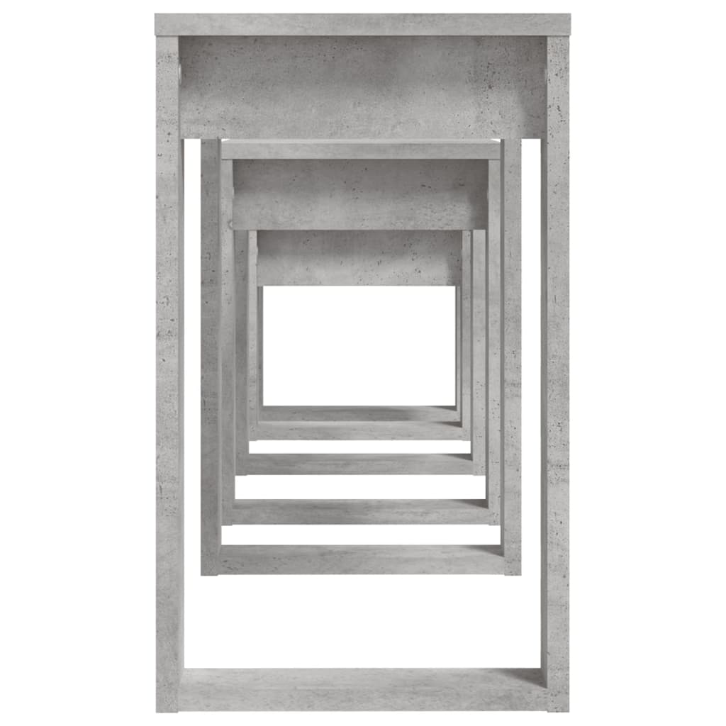 vidaXL Sustumiami staliukai, 3vnt., betono pilki, apdirbta mediena
