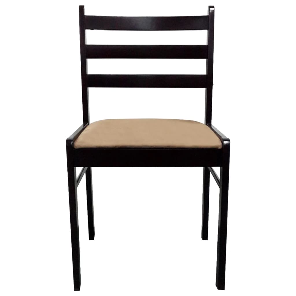 vidaXL Valgomojo kėdės, 4vnt., rudos, bukmedžio masyvas ir aksomas