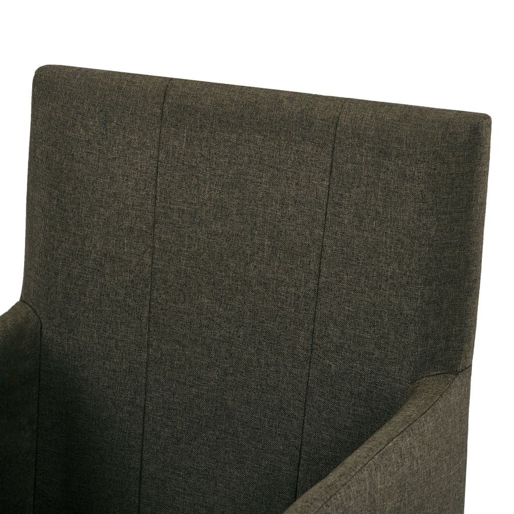 vidaXL Valgomojo kėdės su porankiais, 4vnt., rudos spalvos, audinys