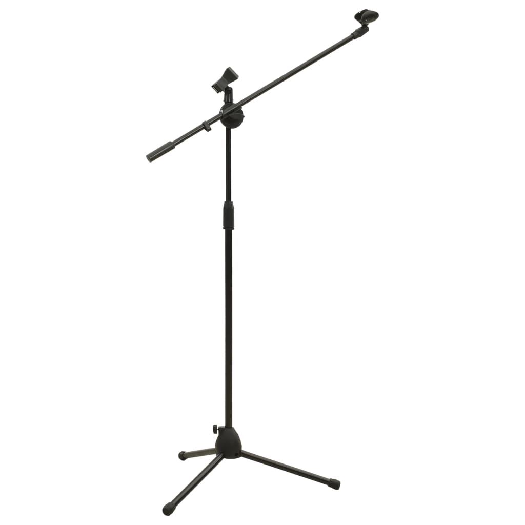 vidaXL Trikojis mikrofono stovas su dvigubu užspaudžiamu laikikliu