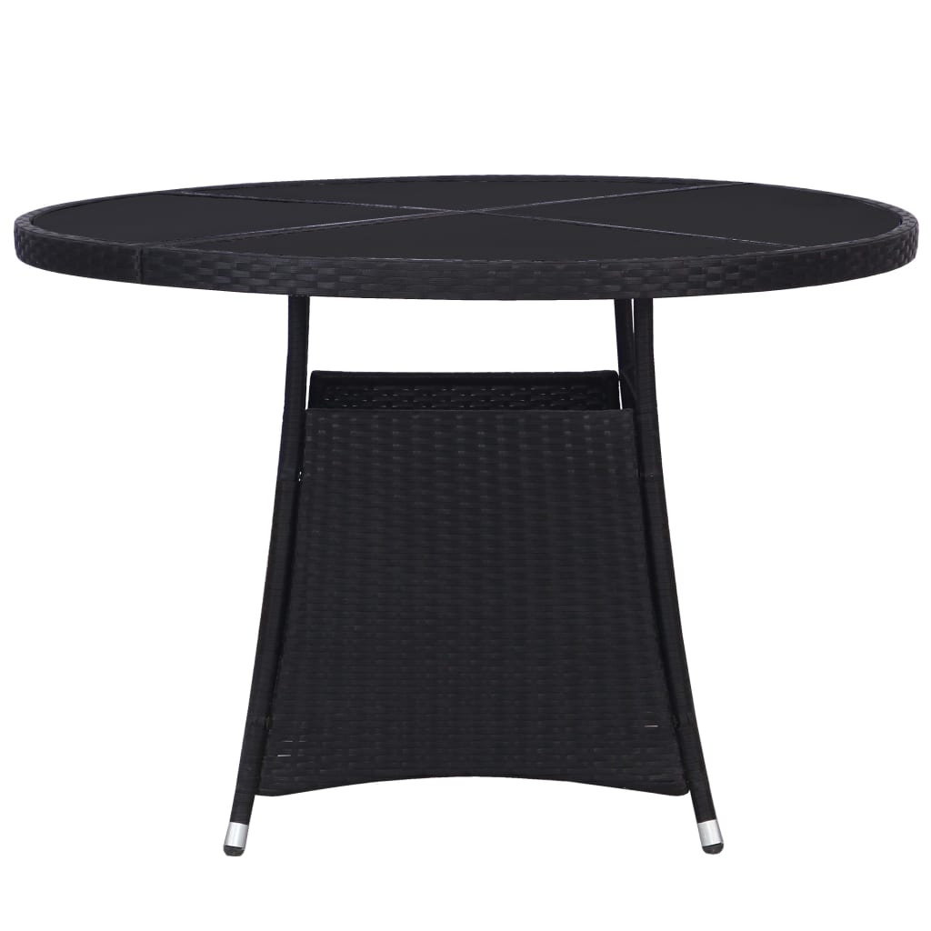 vidaXL Sodo stalas, juodas, 110x74cm, poliratanas