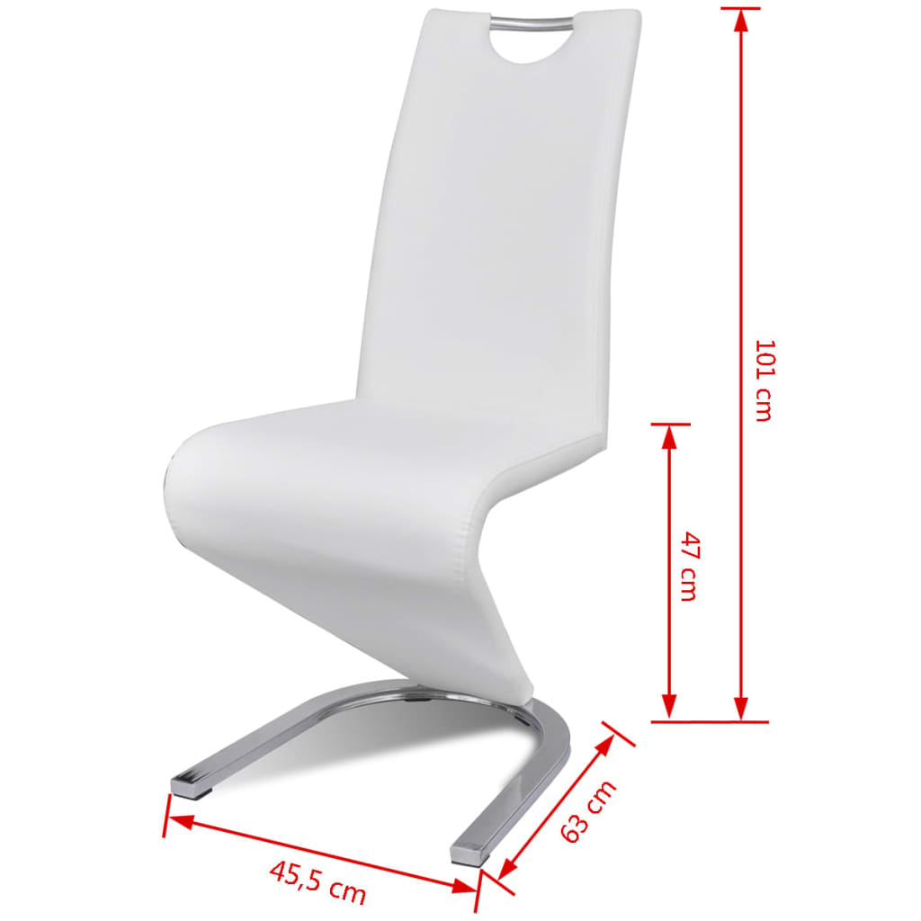vidaXL Valgomojo kėdės, 2vnt., baltos spalvos, dirbtinė oda
