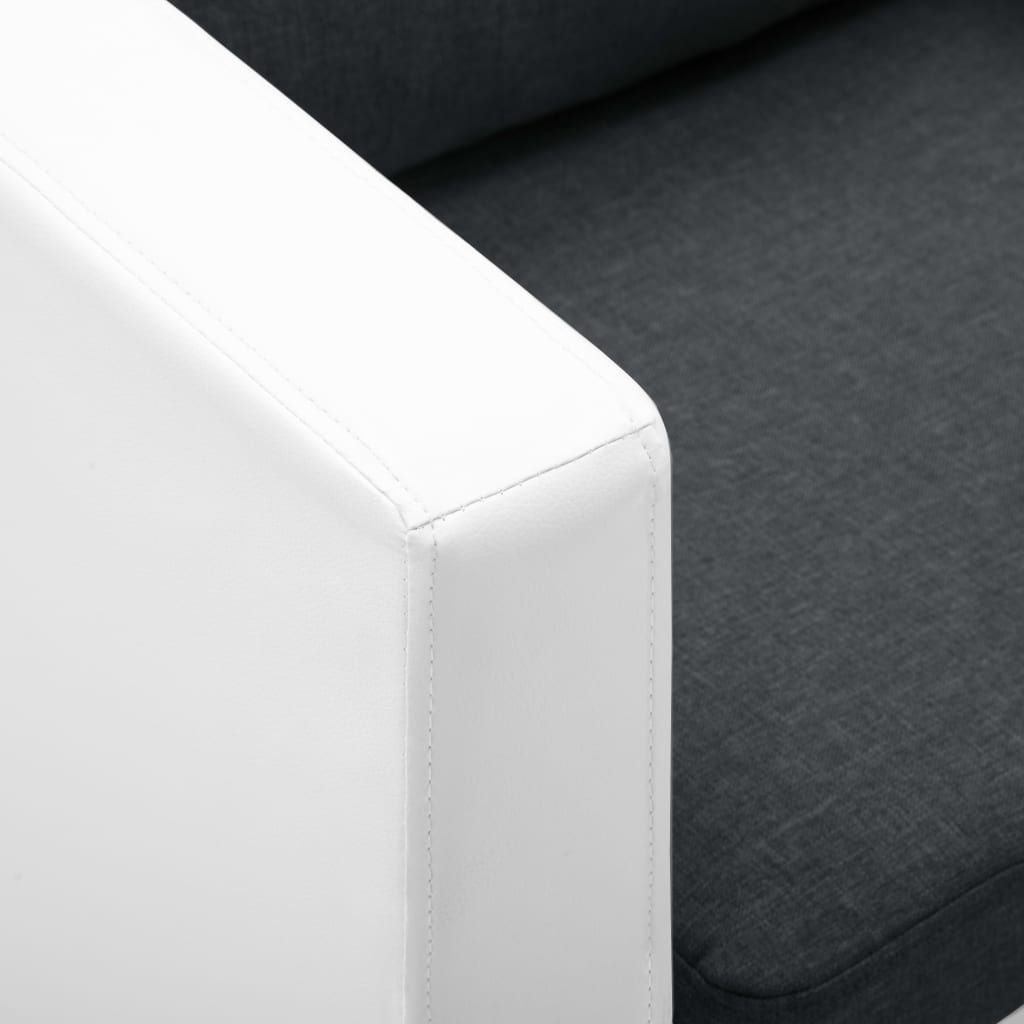 vidaXL Dvivietė sofa, dirbtinė oda, baltos ir tamsiai pilkos spalvos