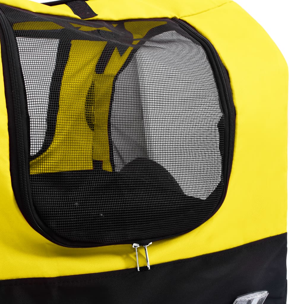 vidaXL 2-1 Dviračio priekaba/vežimėlis augintiniams, geltona/juoda