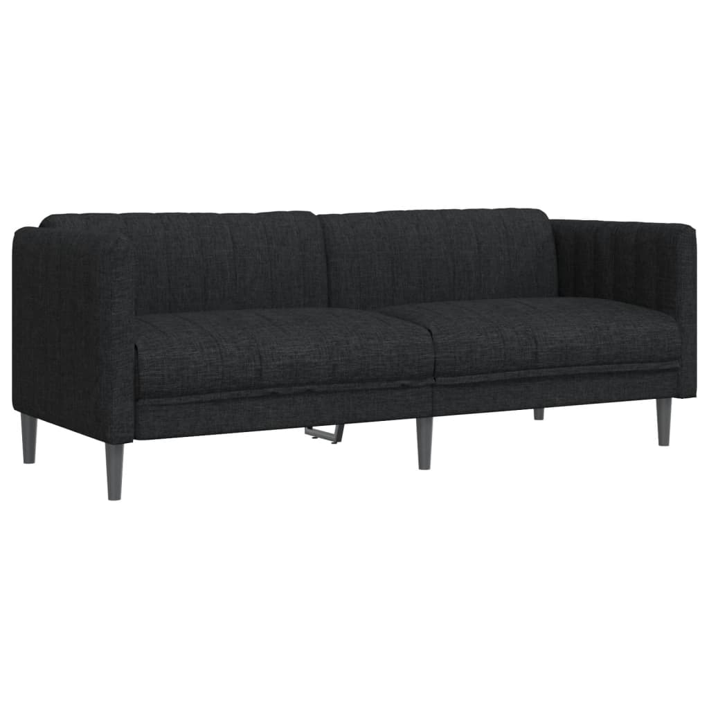 vidaXL Trivietė sofa, juodos spalvos, audinys