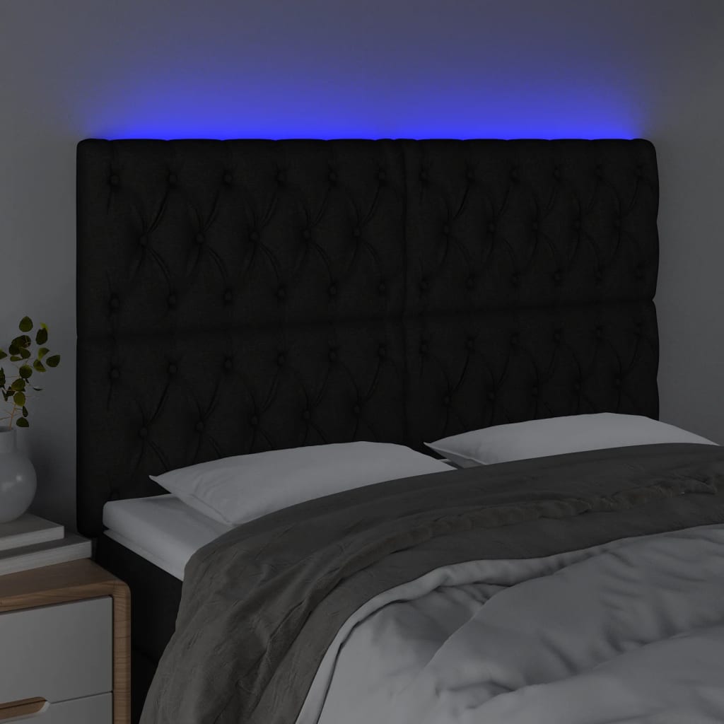 vidaXL Galvūgalis su LED, juodos spalvos, 160x7x118/128cm, audinys