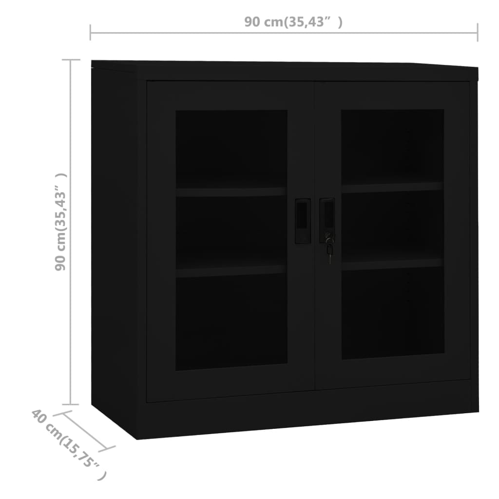 vidaXL Biuro spintelė, juodos spalvos, 90x40x90cm, plienas