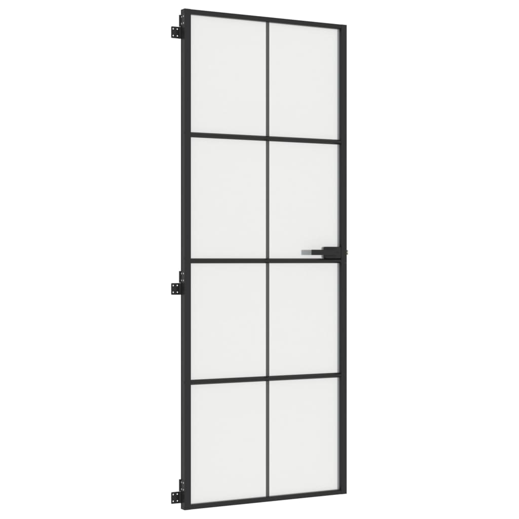 vidaXL Vidaus durys, juodos, 76x201,5cm, grūdintas stiklas/aliuminis