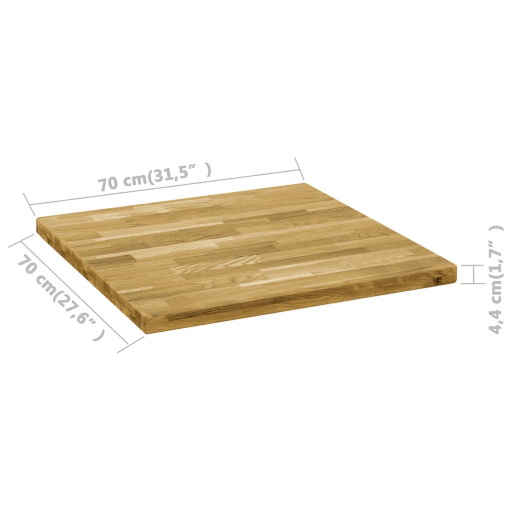 vidaXL Stalviršis, masyvi ąžuolo mediena, kvadratinis, 44mm, 70x70cm