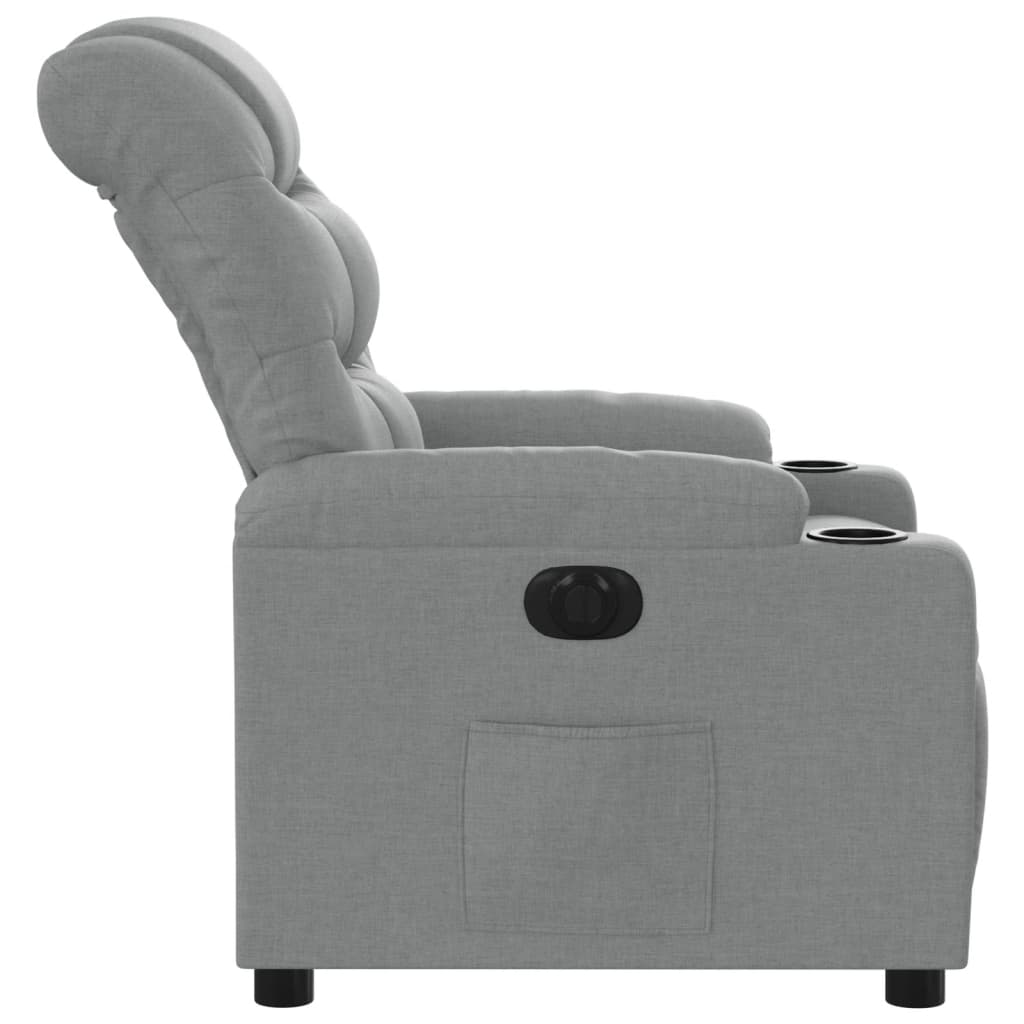 vidaXL Elektrinis atlošiamas krėslas, šviesiai pilkos spalvos, audinys