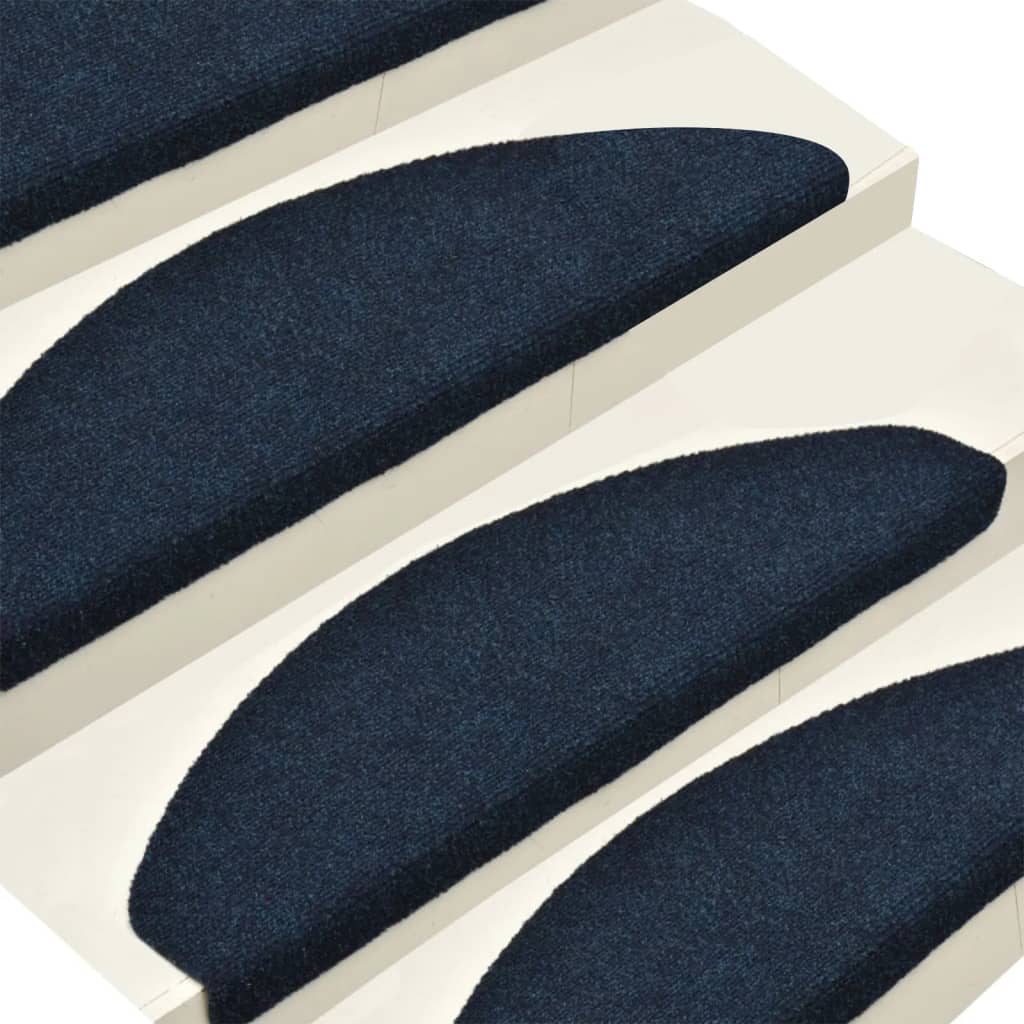 vidaXL Lipnūs laiptų kilimėliai, 15vnt., tamsiai mėlyni, 65x21x4cm