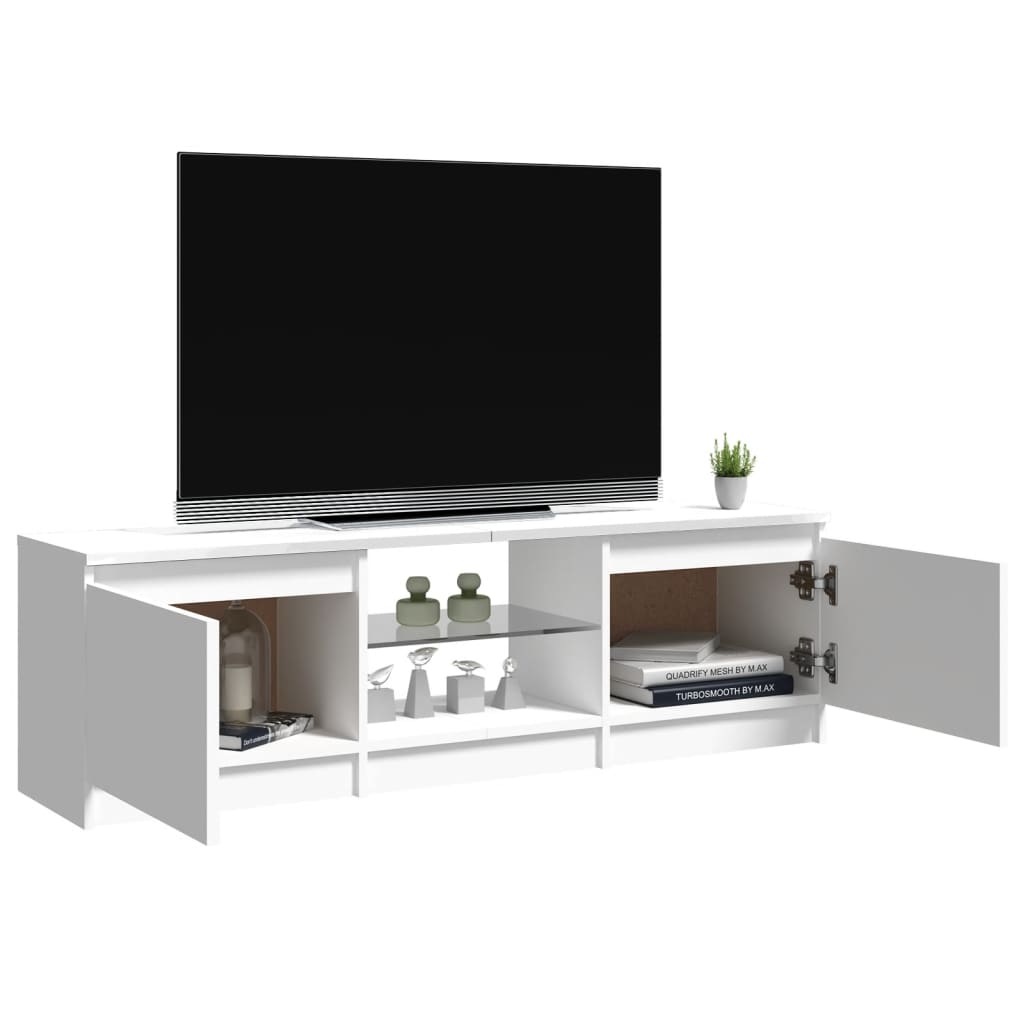 vidaXL TV spintelė su LED apšvietimu, balta, 120x30x35,5cm, blizgi