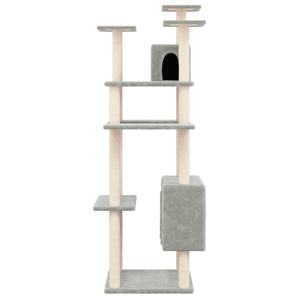 vidaXL Draskyklė katėms su stovais iš sizalio, šviesiai pilka, 162cm