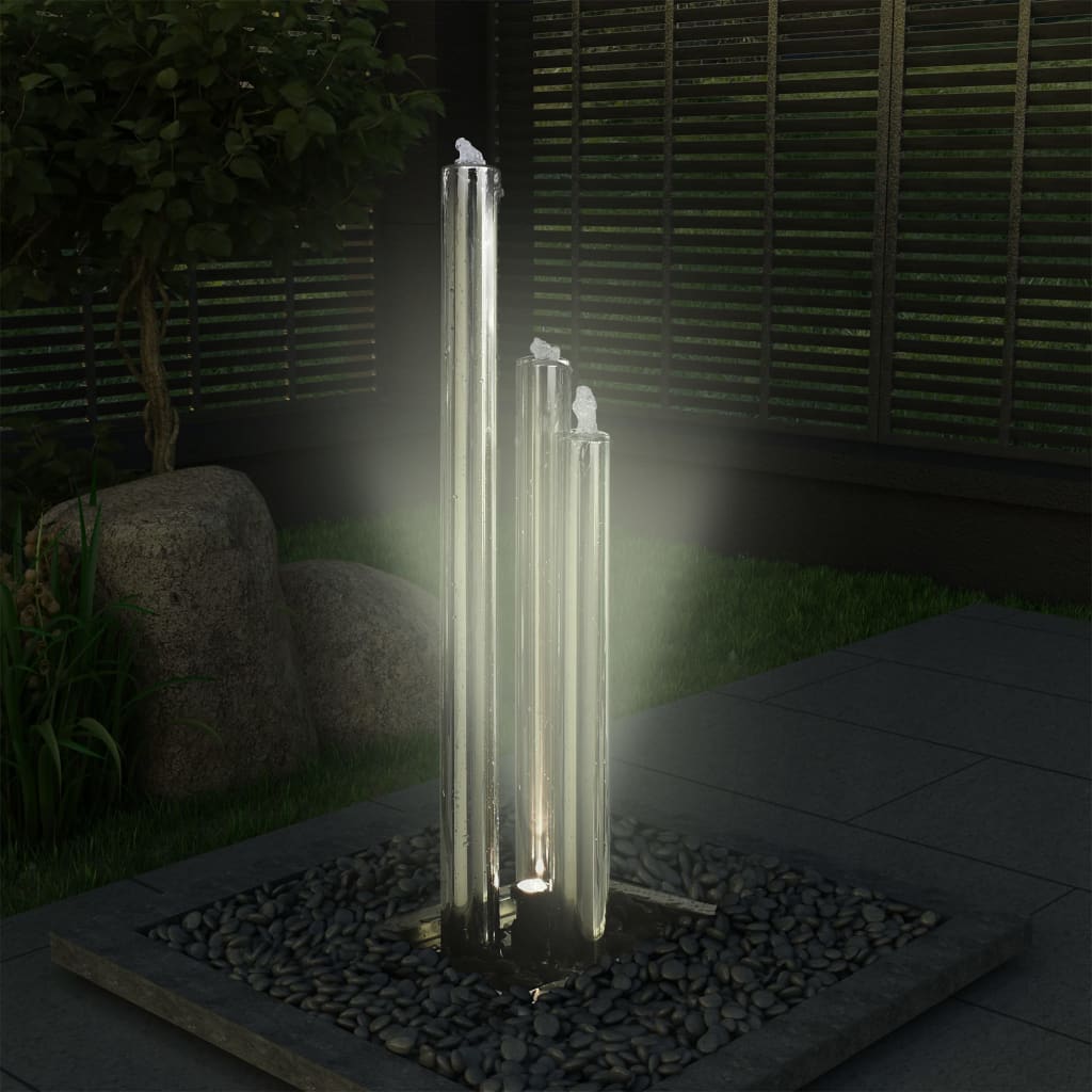 vidaXL Sodo fontanas, sidabrinis, 48x34x123cm, nerūdijantis plienas