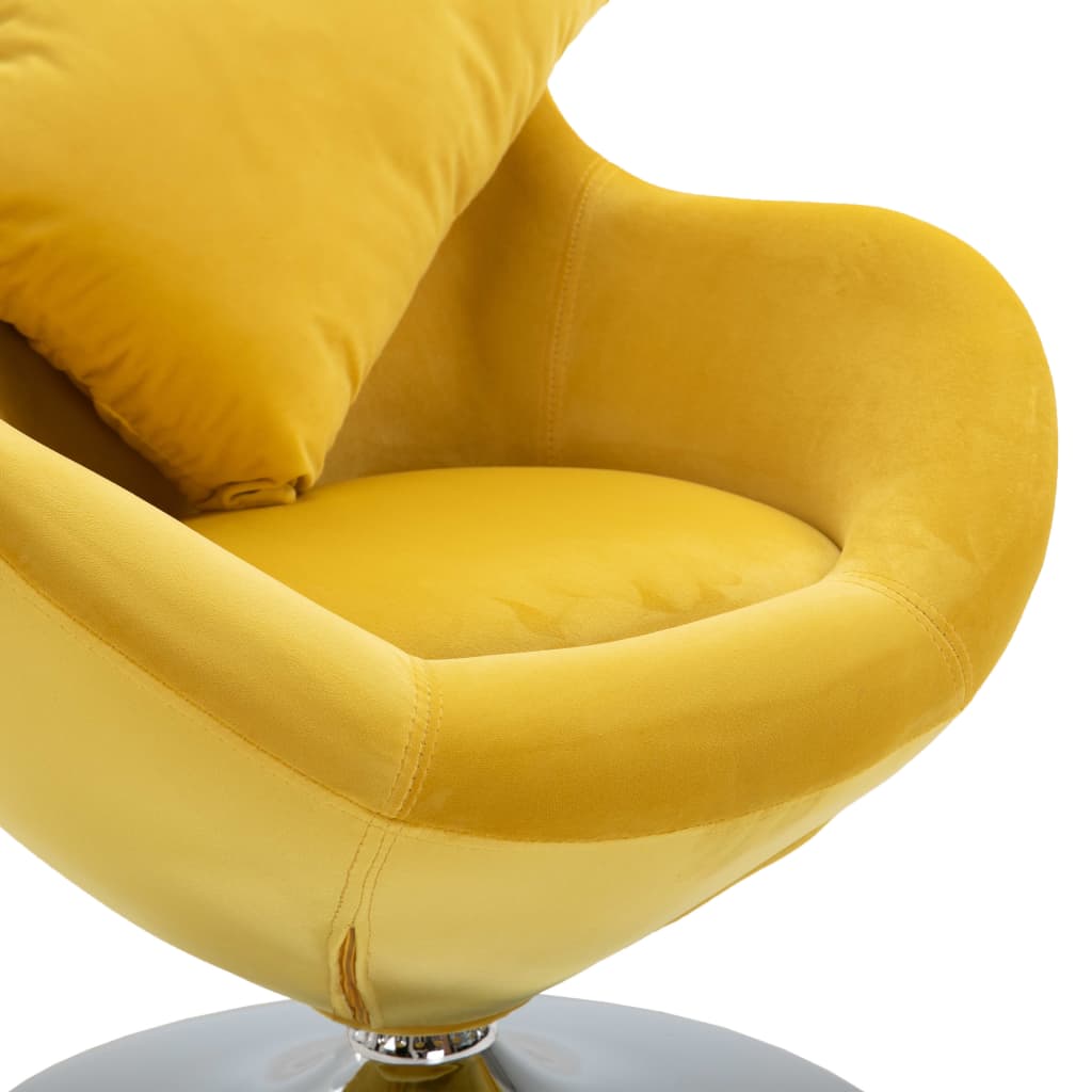 vidaXL Kėdė su pagalvėle, geltona, aksomas, kiauš. formos, pasuk.