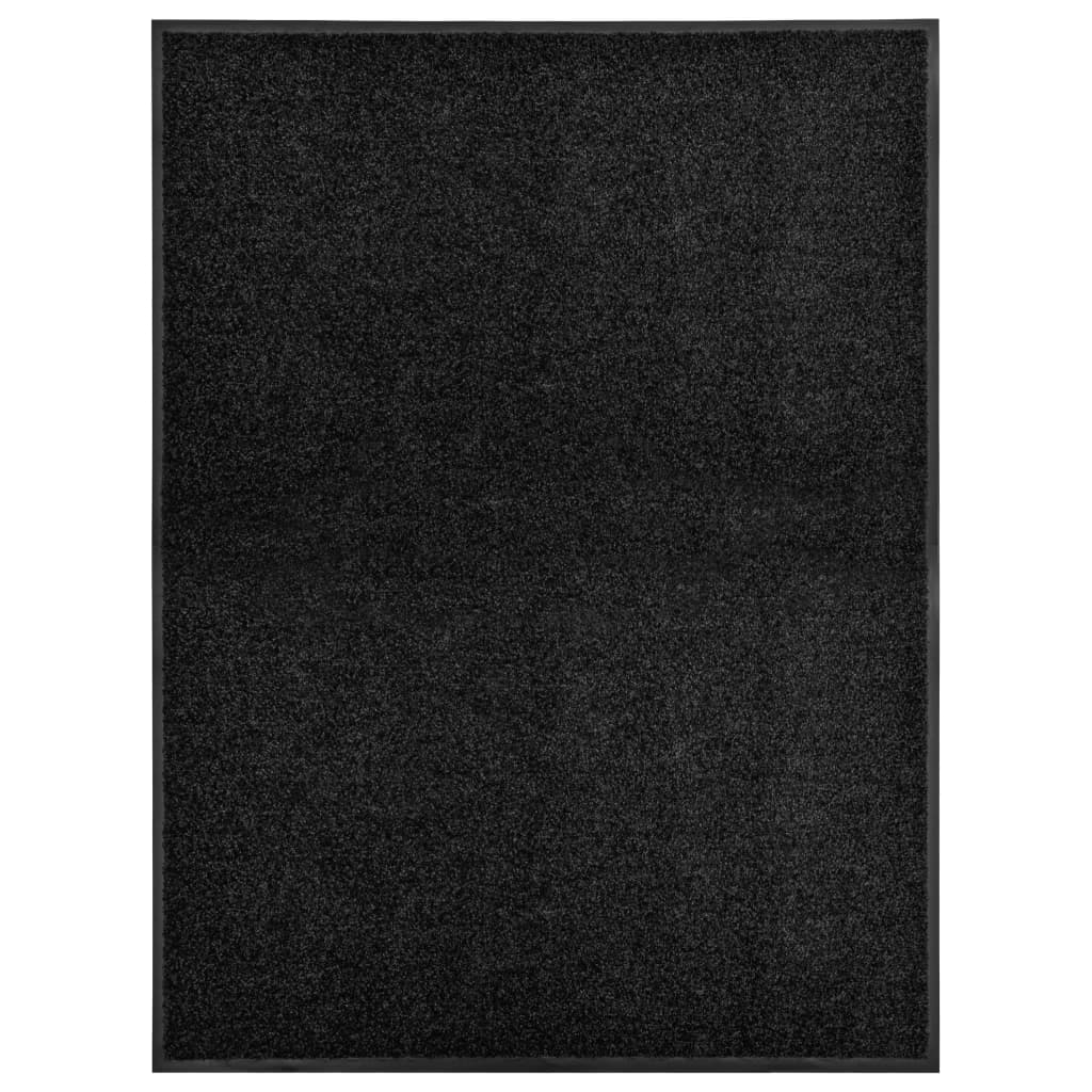 vidaXL Durų kilimėlis, juodos spalvos, 90x120cm, plaunamas
