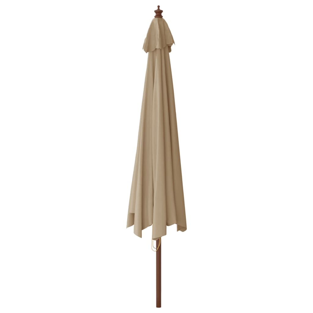 vidaXL Sodo skėtis su mediniu stulpu, taupe spalvos, 400x273cm