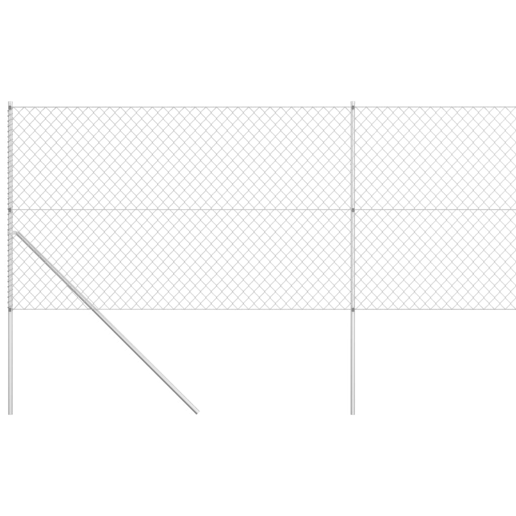 vidaXL Tinklinė tvora su stulpais, sidabrinė, 15x1,5m, plienas