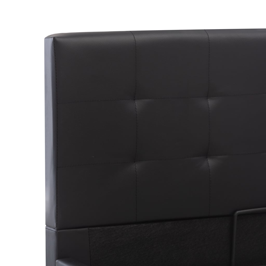 vidaXL Lovos rėmas su daiktadėže, juodas, 160x200cm, dirbtinė oda