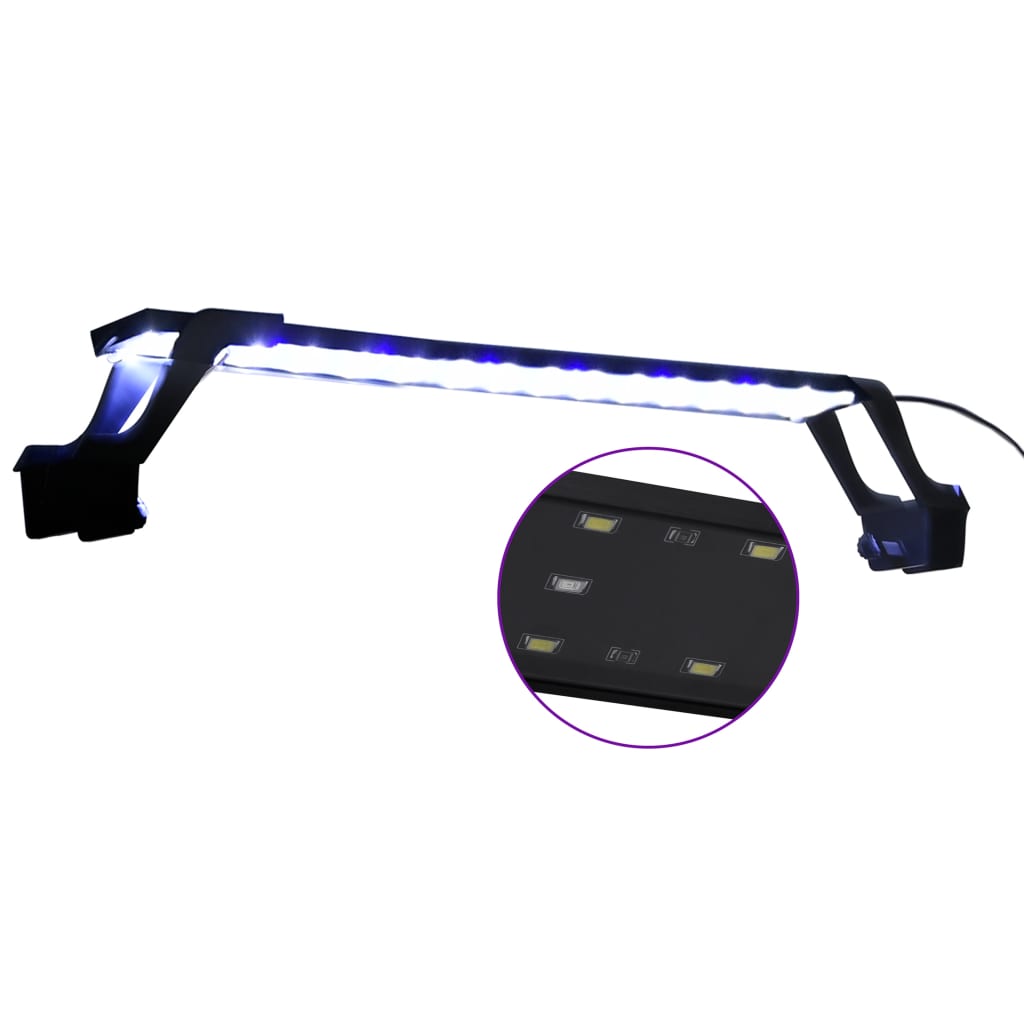 vidaXL LED akvariumo lempa su spaustukais, mėlyna ir balta, 55-70cm